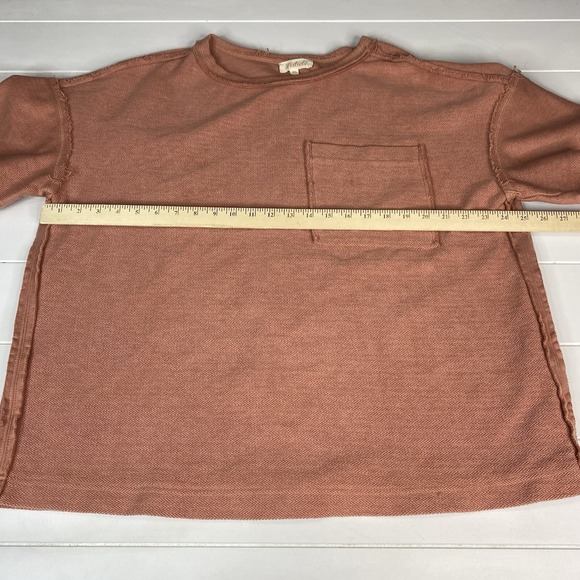 Listicle T-Shirt Top Texture Exposed Seam Knit Short‎ Sleeve Women Size M Boxy - Picture 6 of 14